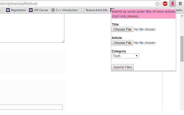 Audio News Submit chrome extension