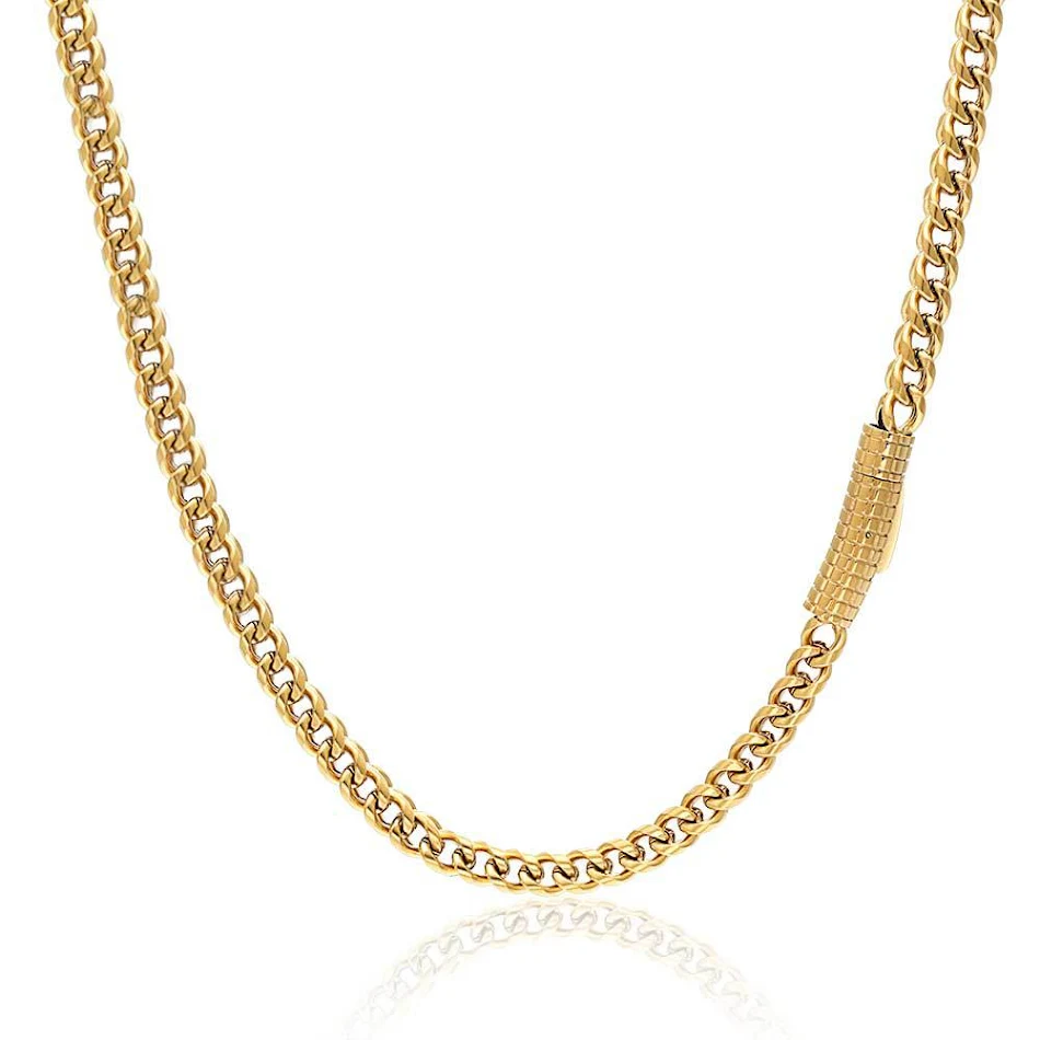 6mm RVS Spring Snap Button Ketting Hip Hop, Duurzaam en Waterdicht, Veilig Sluiting, Perfect voor Urban Streetwear.