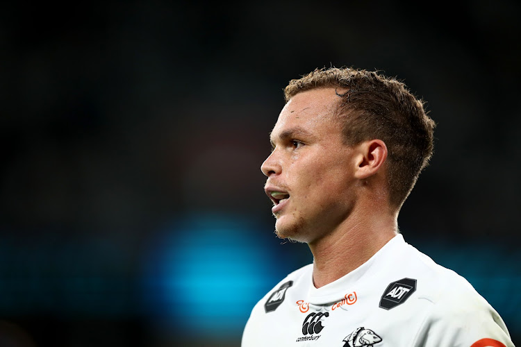 Curwin Bosch of the Sharks looks on during the round 11 Super Rugby match between the Waratahs and Sharks at Bankwest Stadium on April 27, 2019 in Sydney, Australia.