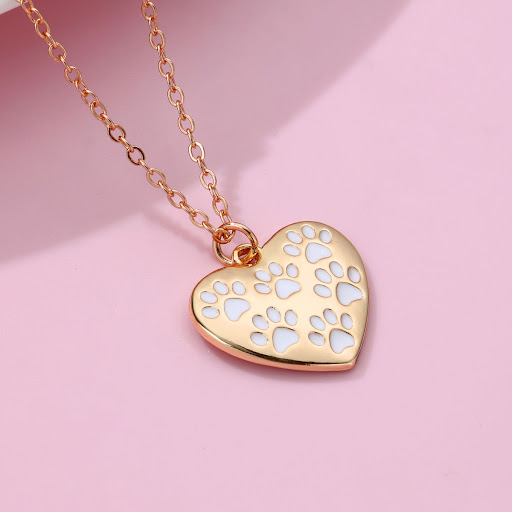 Title 7, Heart Cats Paw Necklace Simple Alloy Dripping ...