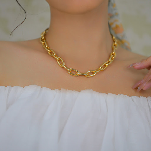 Title 4, Interlocking Necklace for Women Simple Minimali...