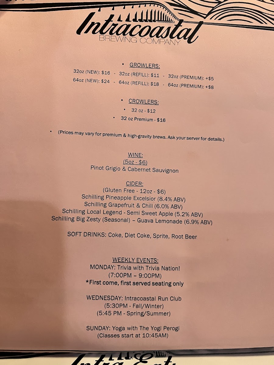 Cider menu