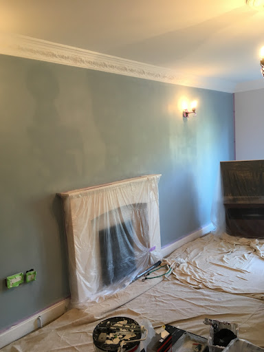 First coat of emulsion applied to the walls
