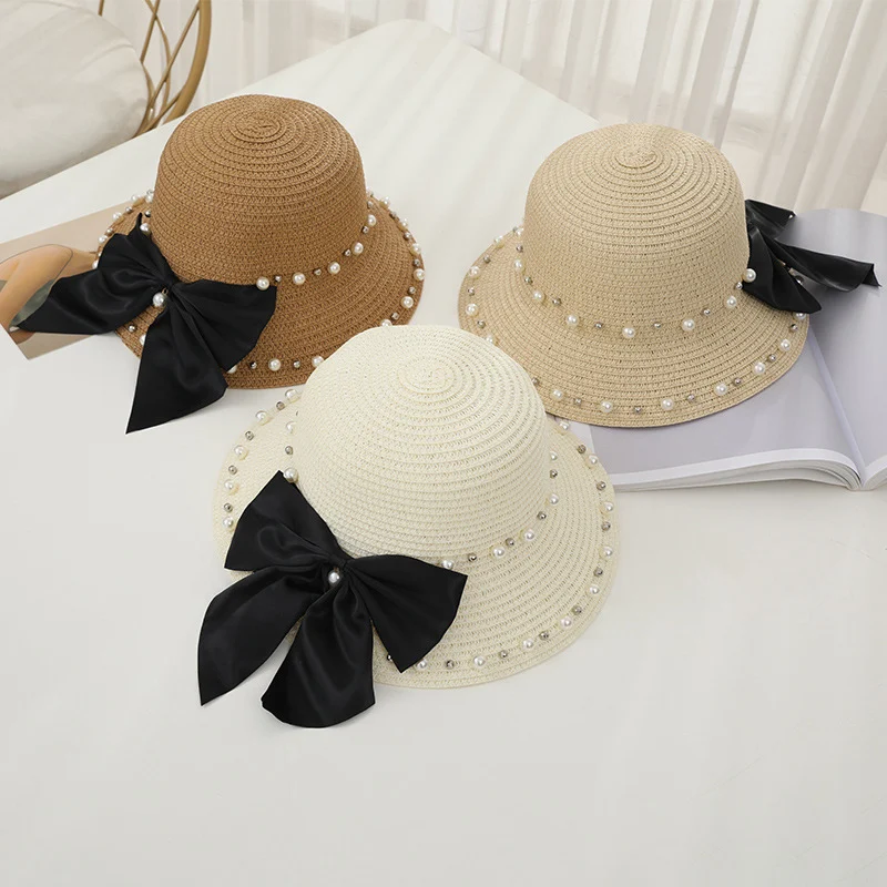 Sombrero con lazo para protección solar y sombreado para mujer