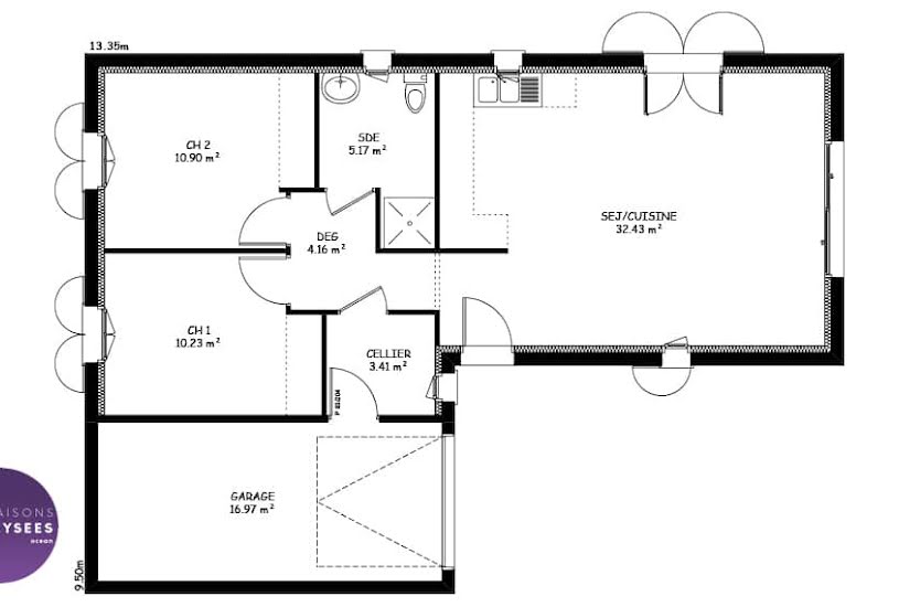  Vente Terrain + Maison - Terrain : 443m² - Maison : 91m² à Vérines (17540) 