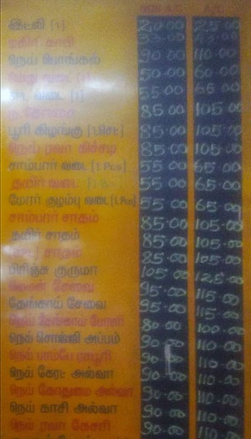 Mylai Karpagambal Mess menu 