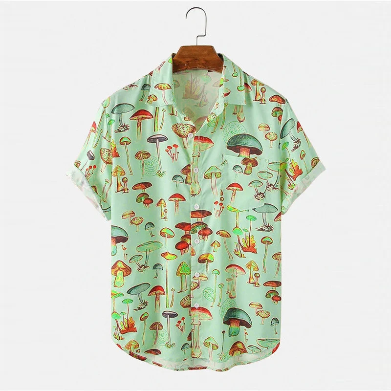 Camisa floral de hombre con estampado digital 3D de manga corta, casual y moderna, perfecta para el verano con estilo.