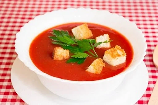 Roasted Tomato Soup With Cheese Croute