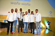 Jabu Mahlangu, Fabian McCarthy, Benson Mhlongo, Benedict Vilakazi, Katlego Mphela, Joseph Makhanya and Josta Dladla during the MTN8 media launch in Johannesburg yesterday.