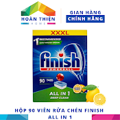 Viên Rửa Chén Bát Hương Chanh Finish Powerball All In 1 Lemon Sparkle Hộp 90 Viên/Túi