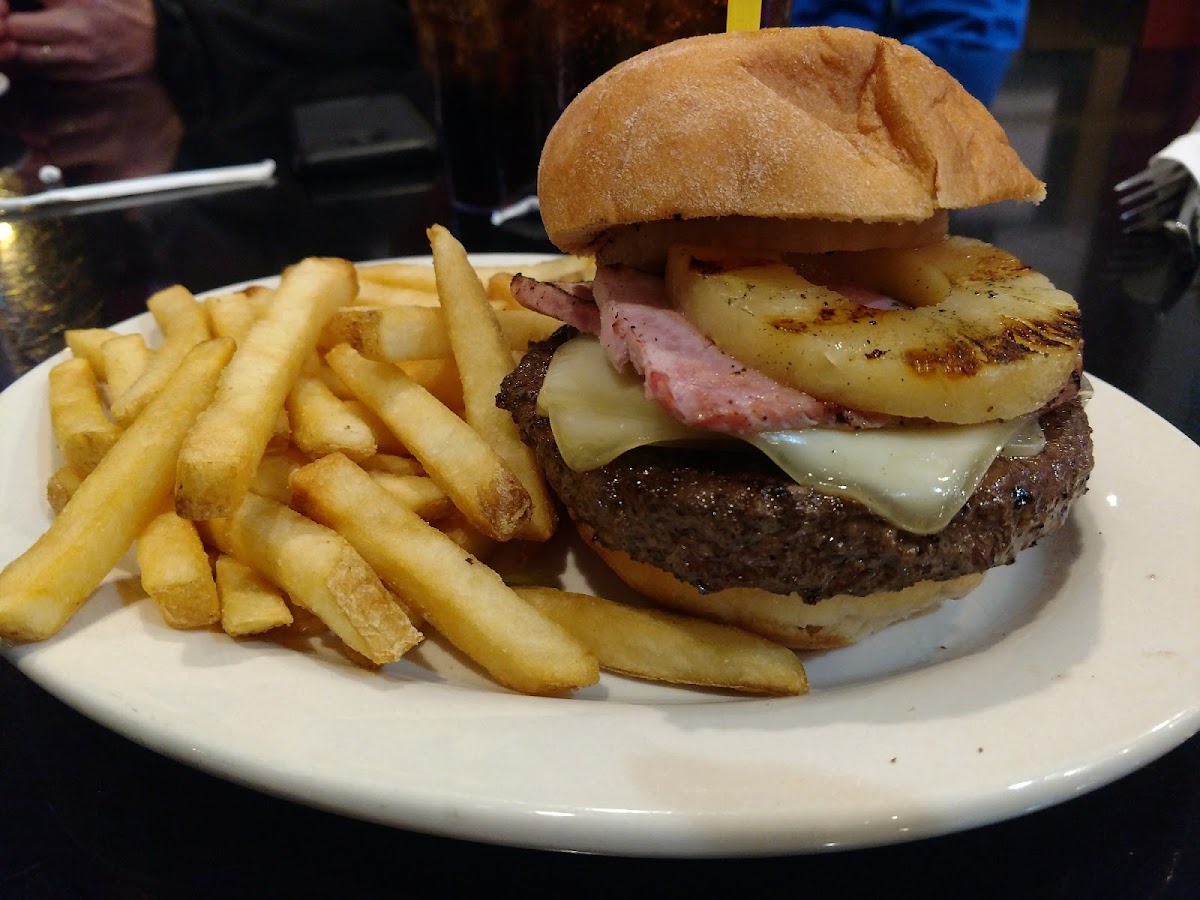 Hawaiian Burger and Fries... delicious and huge!!