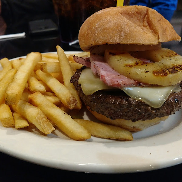 Hawaiian Burger and Fries... delicious and huge!!