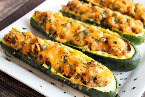 Country Sausage Stuffed Zucchini Squash