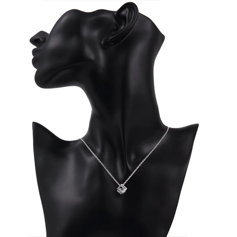 European and American fashion exquisite size square pendant Zircon crystal classic wild sweater chain