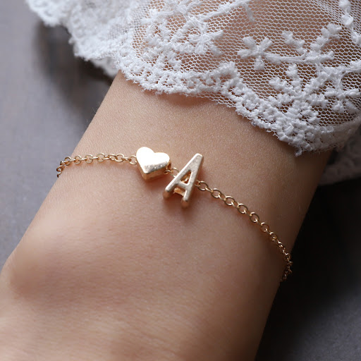 Title 17, English Letter Heart Bracelet Alloy, Graceful P...