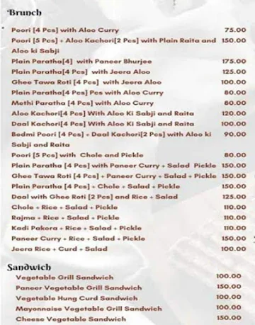 Special Chandni Chowk Ke Paranthe menu 