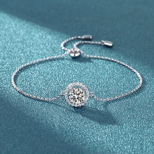 Title 2, Moissanite One Carat Silver Bracelet, stunning ...