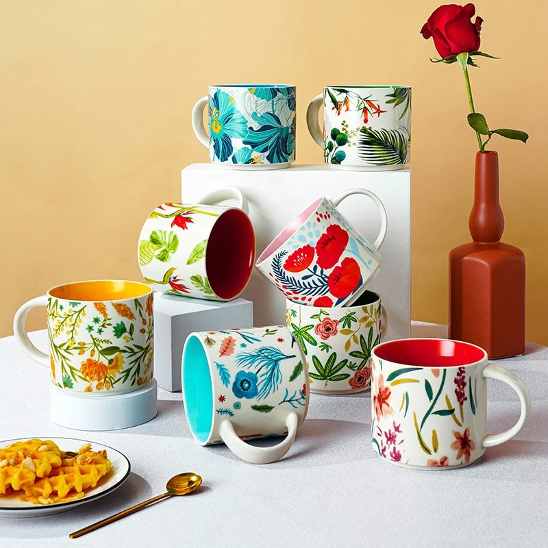 Title 1, Caneca de cerâmica Flower Glaze, grande capacid...
