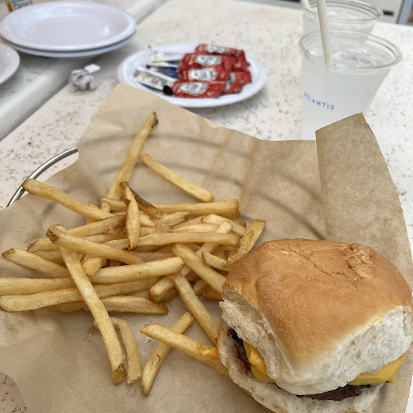 GF burger and fries.