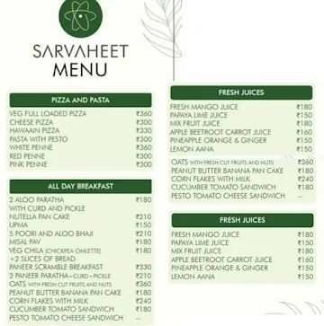 Sarvaheet menu 