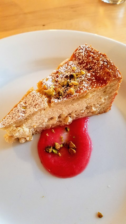 Meadlowlark Portland Dinner No #30 April 22, 2018 All the dinners of this pop up supper club for social justice always benefit a cause and the food and drink emphasize rustic, handcrafted cuisine and local ingredients. Spring Wheat Pastiera with rhubarb compote and pistachios