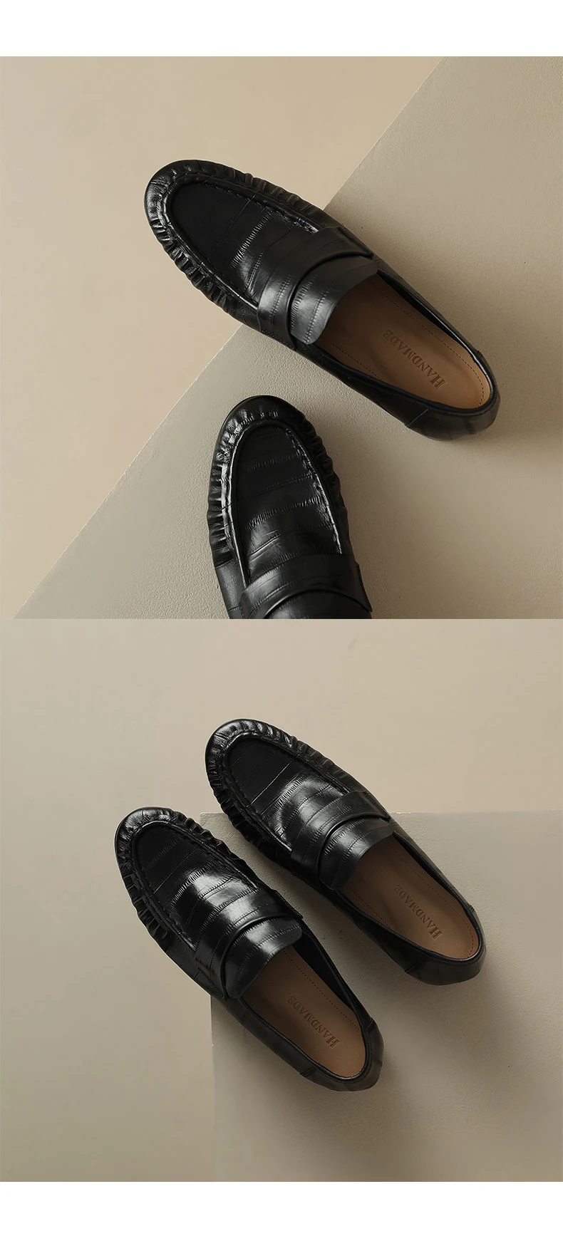 Title 11, Mocassins décontractés pour femmes en cuir plis...