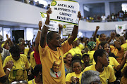 STORM TROOPERS: ANC Youth League supporters disrupt the Durban memorial service for Ahmed Kathrada on 9 April 2017.