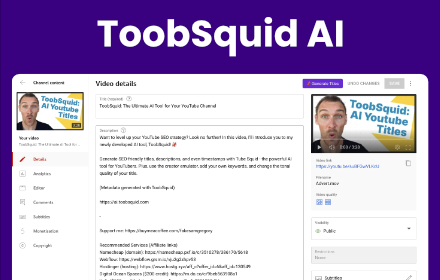 ToobSquid: AI Youtube Titles and Descriptions small promo image
