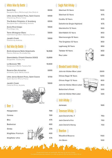 Bg's - Poolside Bar menu 