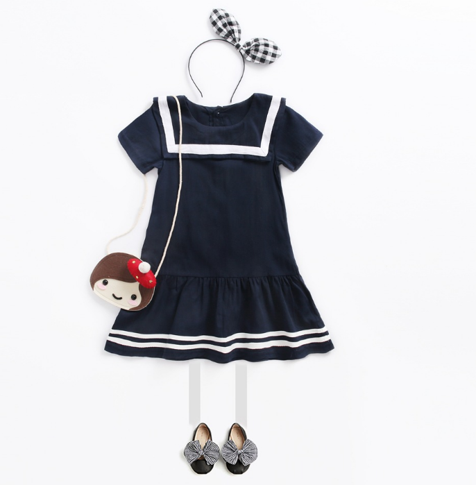 Robe d'été Sanlutoz pour filles, vêtements pour enfants, uniforme, manches courtes, coton, mode enfant, marque nouvelle.