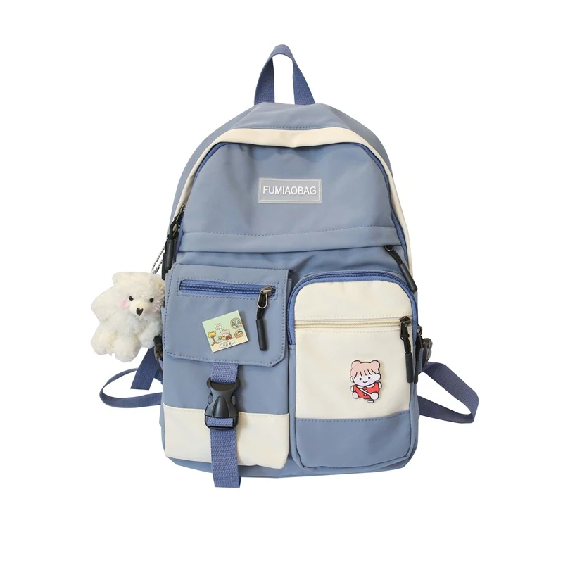 Mochila Escolar Universitaria Estilo Colegio con Doble Bolsillo y Combinación de Colores Casual para Estudiantes Perfecta para el Día a Día.