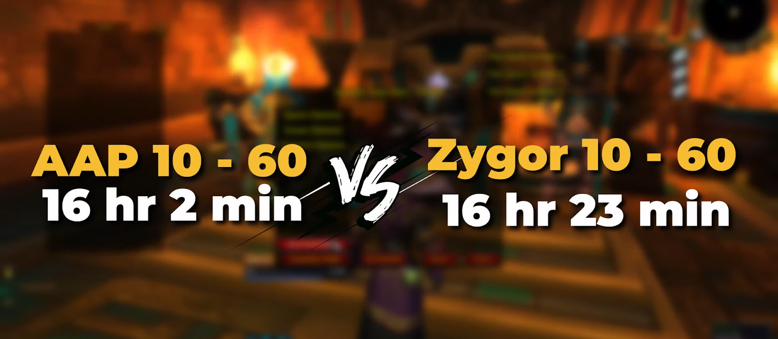 Screenshot showing level 60 split times for Zygor and Azeroth Auto Pilot.