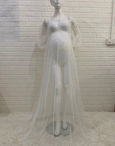 Vestido de maternidad con hombros d - 0
