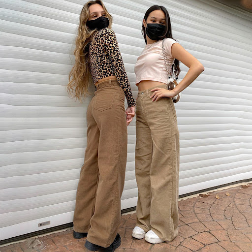 Title 5, Fashion high-waist slim-fit corduroy straight-l...