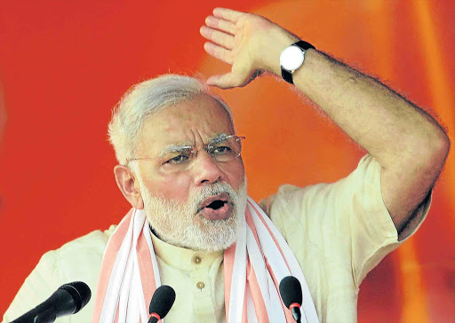 CAMPAIGN TRAIL: India’s Prime Minister Narendra Modi addresses an election rally in Banka, in the eastern state of Bihar