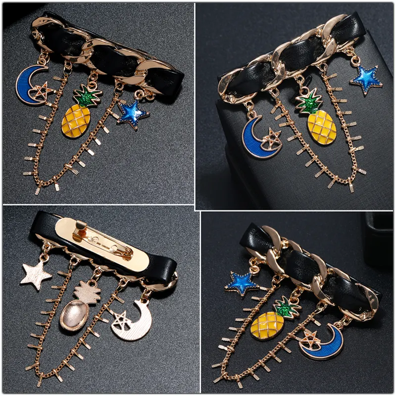 Broche de solapa con botón para cárdigan Estrella Luna Mariposa Abeja Dibujos animados Borla Accesorio
