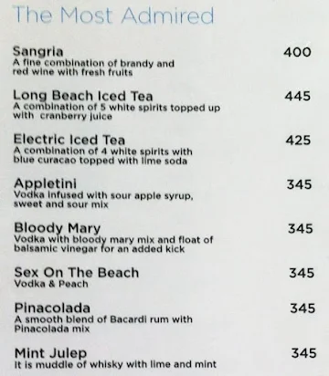Aqua Spirit - Hotel Daspalla menu 