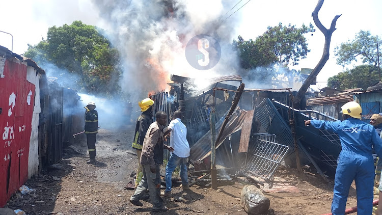 Jua Kali artisan business centre catches fire in July 19, 2023.