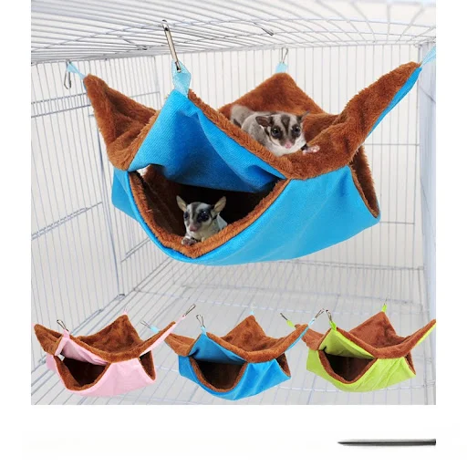 Pet Double-layer Plush Hammock Warm Hamster Hanging Bed Ferret Hanging Bed for Cat Rodents Hammock for Hamster Pets Supp