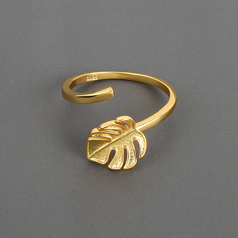 Title 2, Stijlvolle fashion rotan blad ring met galvanis...