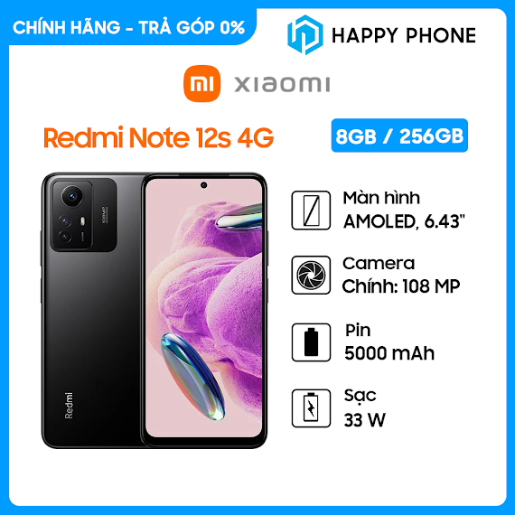 Điện Thoại Xiaomi Redmi Note 12S 4G (8Gb/256Gb) - Hàng Chính Hãng