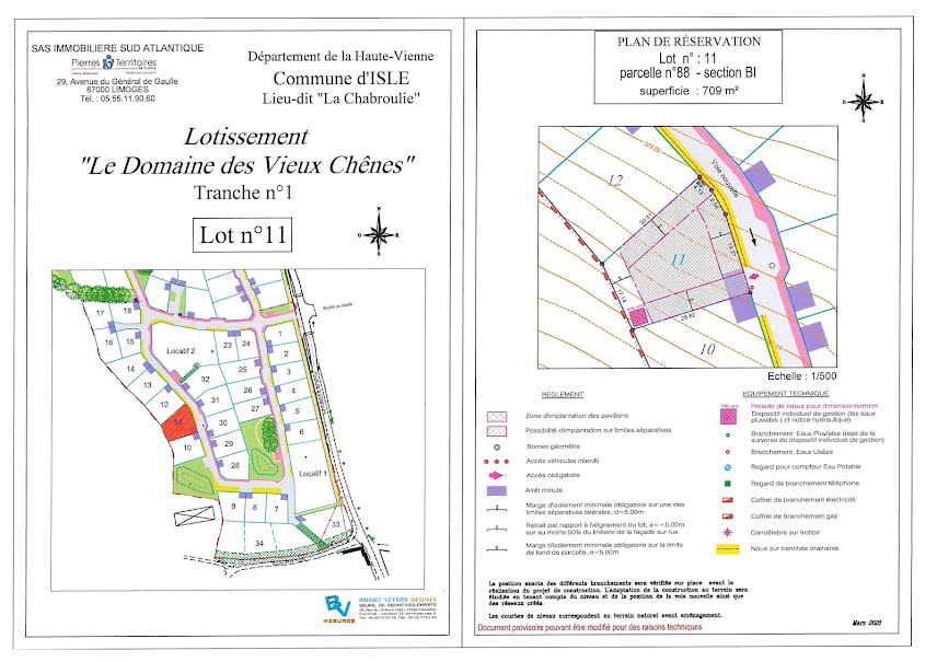 Vente terrain  709 m² à Isle (87170), 88 300 €