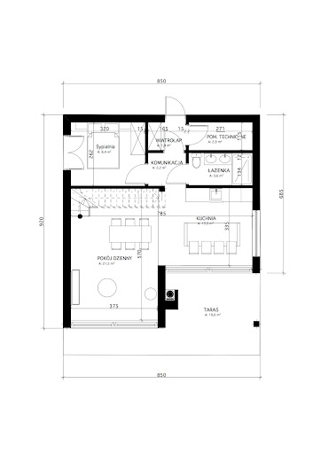 Stodoła Chalet wersja szkieletowa - Rzut parteru