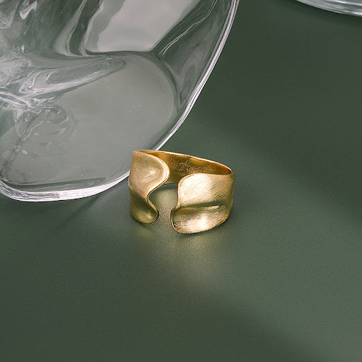 Title 4, Irregular Brushed Wide Face Ring for Women Mode...