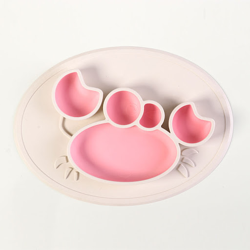 Title 1, Crab-shaped, anti-slip silicone dinner plate. S...