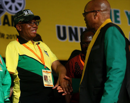 President Jacob Zuma and Kebby Maphatsoe during the ANC 4th National General Council at Gallagher Convention Centre in Midrand. Pic Veli Nhlapo @ Sowetan.