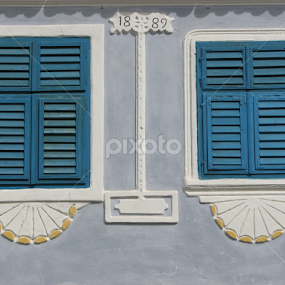 twin windows by Igor Fabjan - Buildings & Architecture Architectural Detail ( a pair of windows, transylvania, viscri, saxon house, house, blue windows )