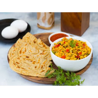 Egg Bhurjee With Lachha Parantha(1Pc)