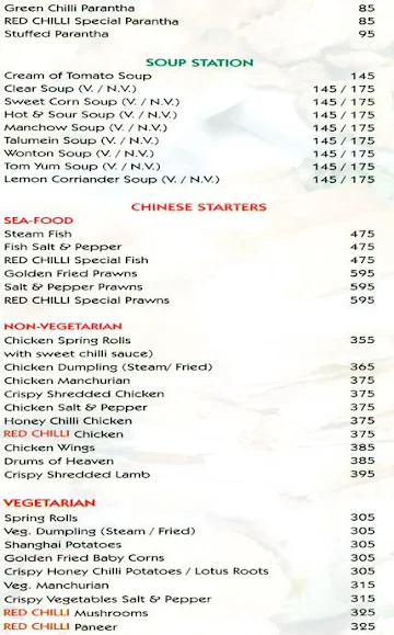 Red Chilli menu 