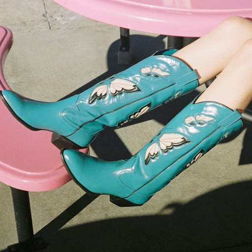 Title 6, Womens Large Size Mid-heel High Butterfly Boot...